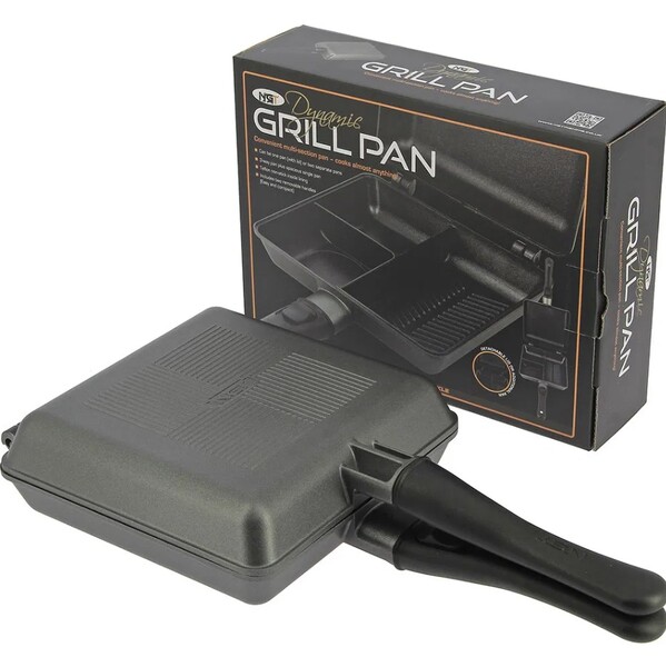 Poêle compartimentée NGT Dynamic Grill – 3 sections avec couvercle et poignées amovibles
