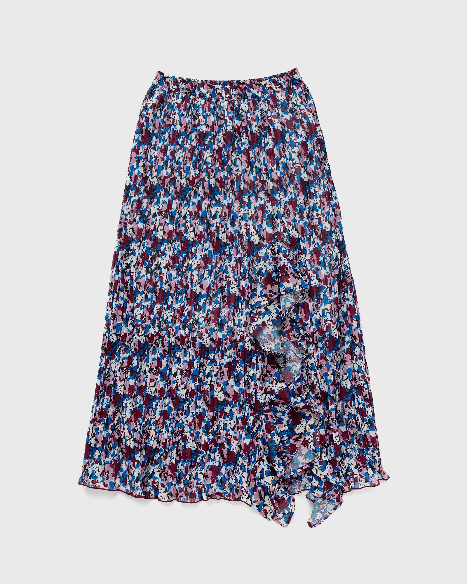 Ganni Pleated Georgette Midi Flounce Skirt
