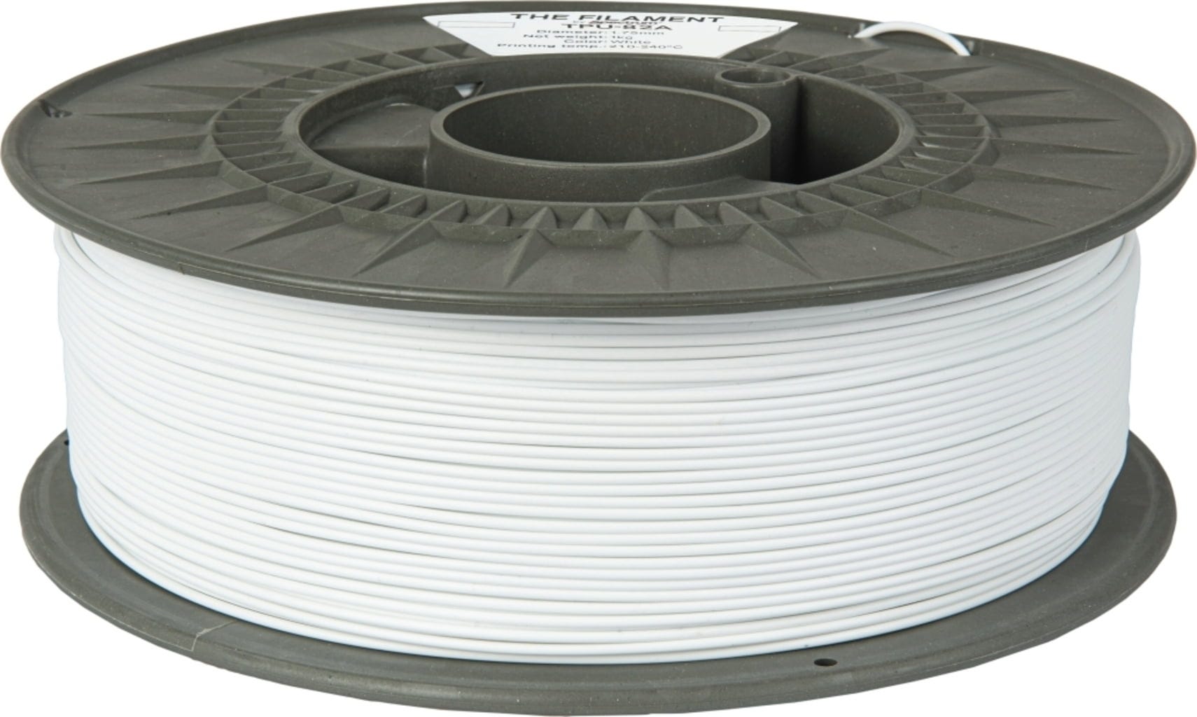 The Filament  TPU-82A White, 1,75 mm / 1000 g    Belastbares TPU mit Shore Härte 82A in White