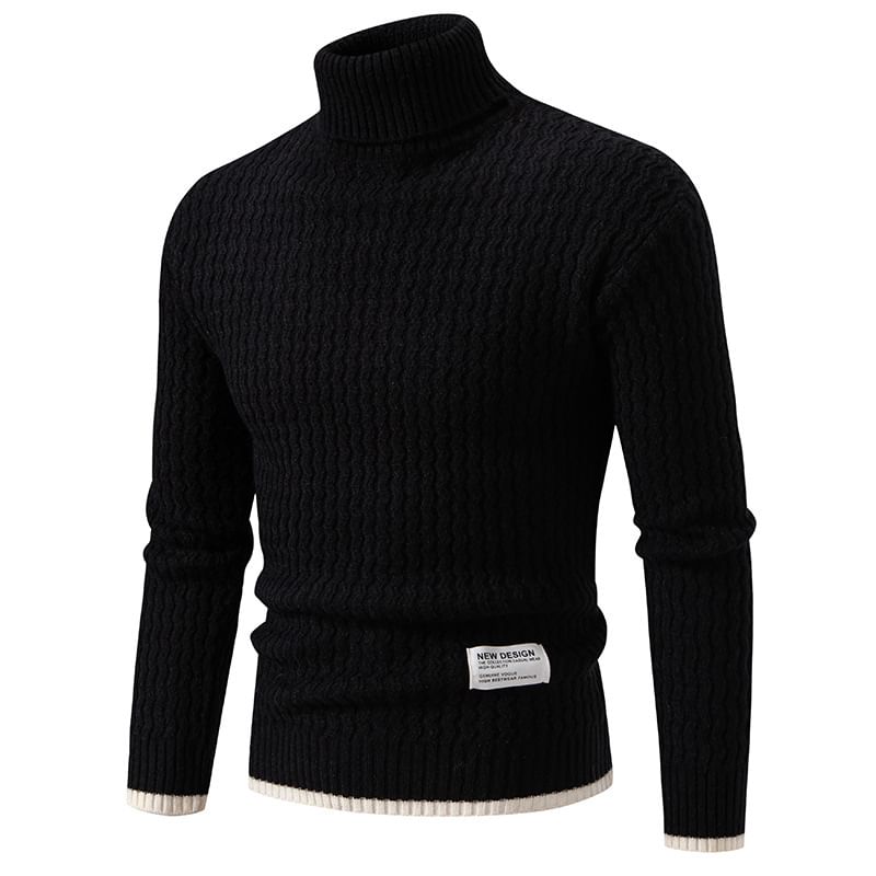Blueforce - Gebreide top met lange mouwen en coltrui, letters en contrasterende rand