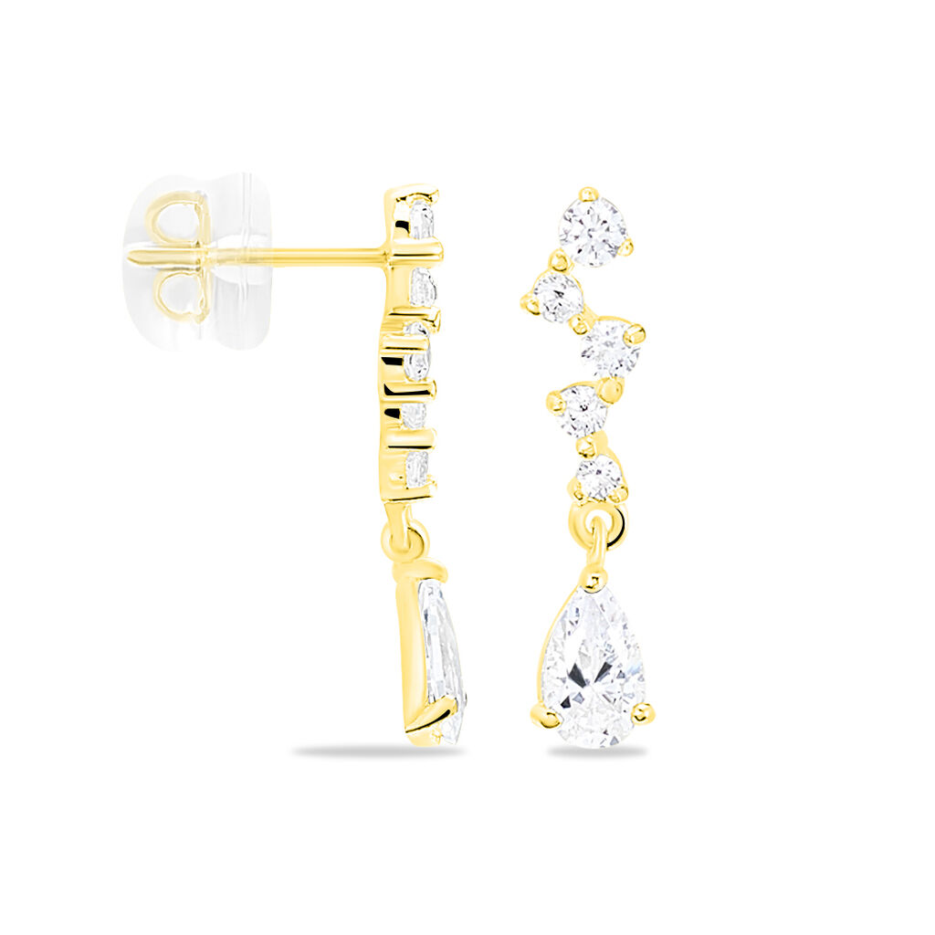 Boucles D'oreilles Pendantes Cegolene Or Jaune Oxyde De Zirconium