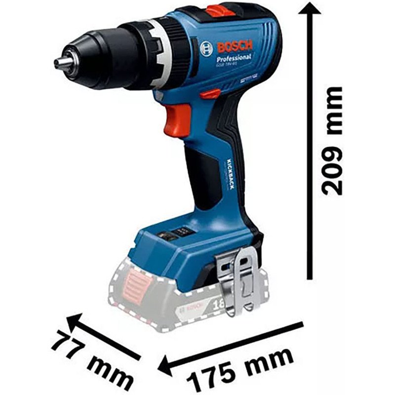 Perceuse-visseuse à percussion sans fil Bosch Professional GSB 18V-65 + 2 batteries + Chargeur