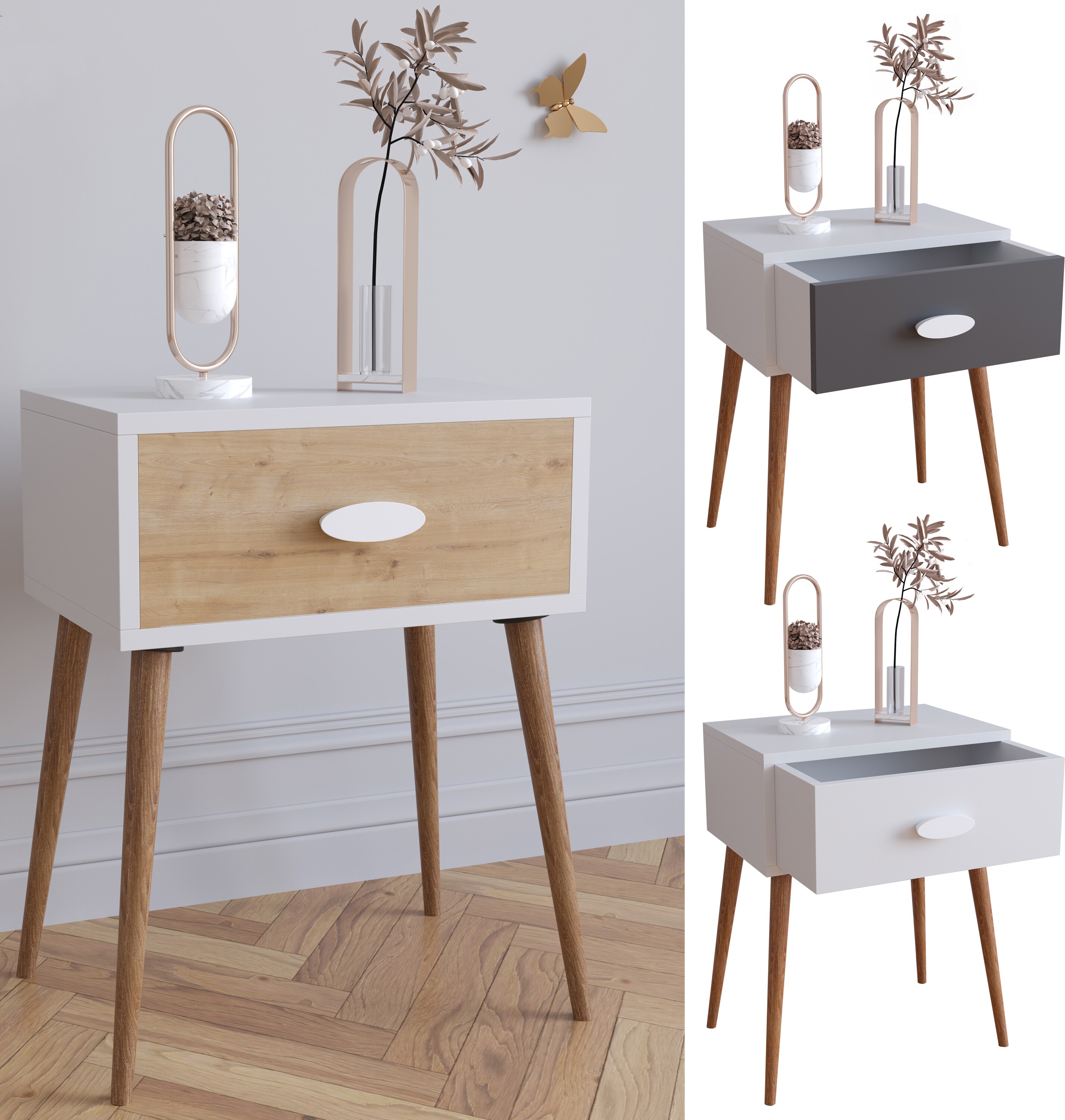 VCM Nachtschrank Beistelltisch Schublade Konsole Boxspring Nachttisch Singol L