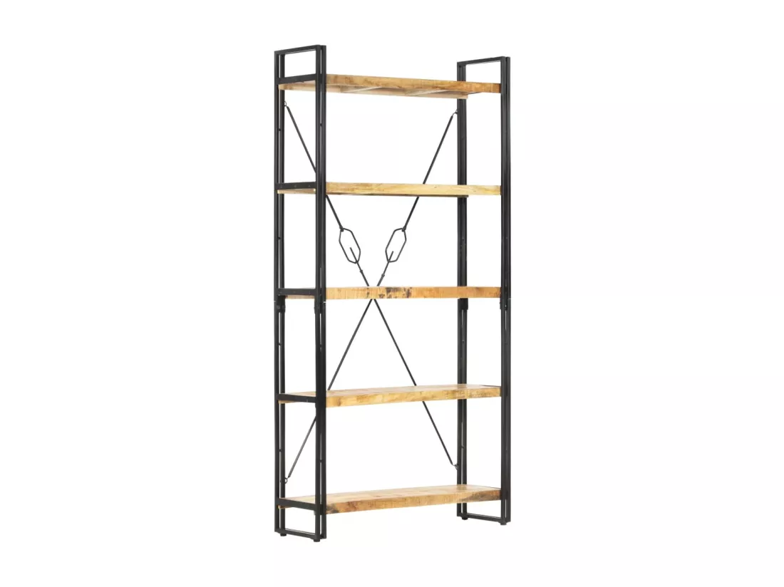 Bibliothèque 5 niveaux 90x30x180 cm Bois solide de manguier