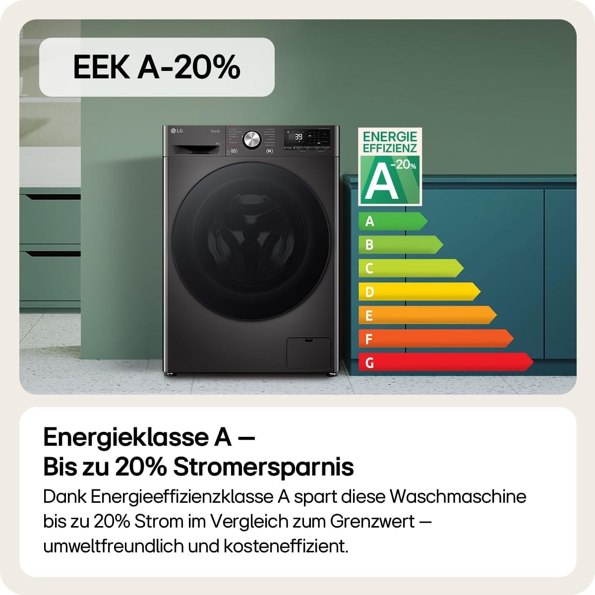 LG F4WR703YB Frontlader-Waschmaschine 13 kg, Klasse A -20%, 1.400 U./Min., 61.5x60x85 cm, TurboWash 360 in 39 Minuten, Allergy Care, Steam, Wi-Fi, Digitales Touchdisplay, Platinum Black
