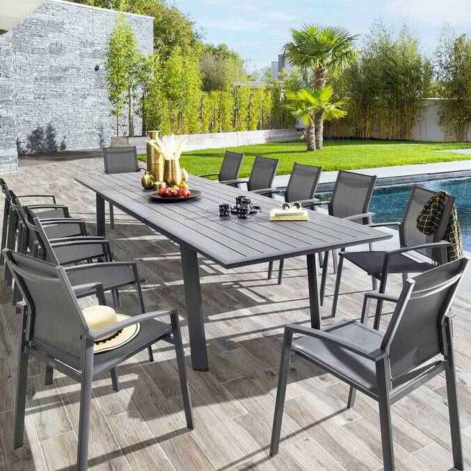 Table de jardin extensible PAVANE Graphite