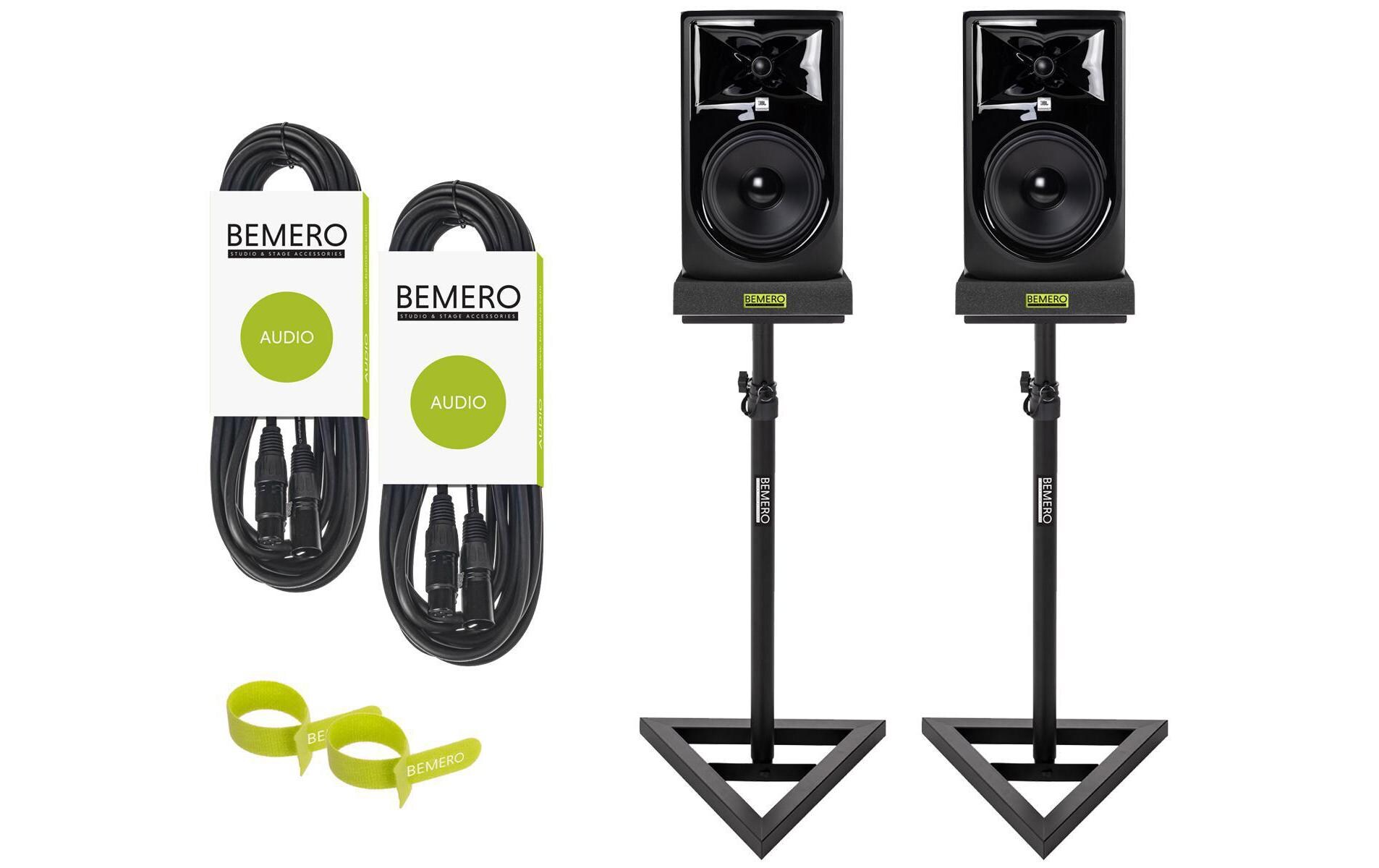 Studiomonitore LSR 308P MkII Kit 2 – Schwarz<br>Aktives Studiomonitor-Set mit Kabeln, Iso-Pads und Lautsprecherständern