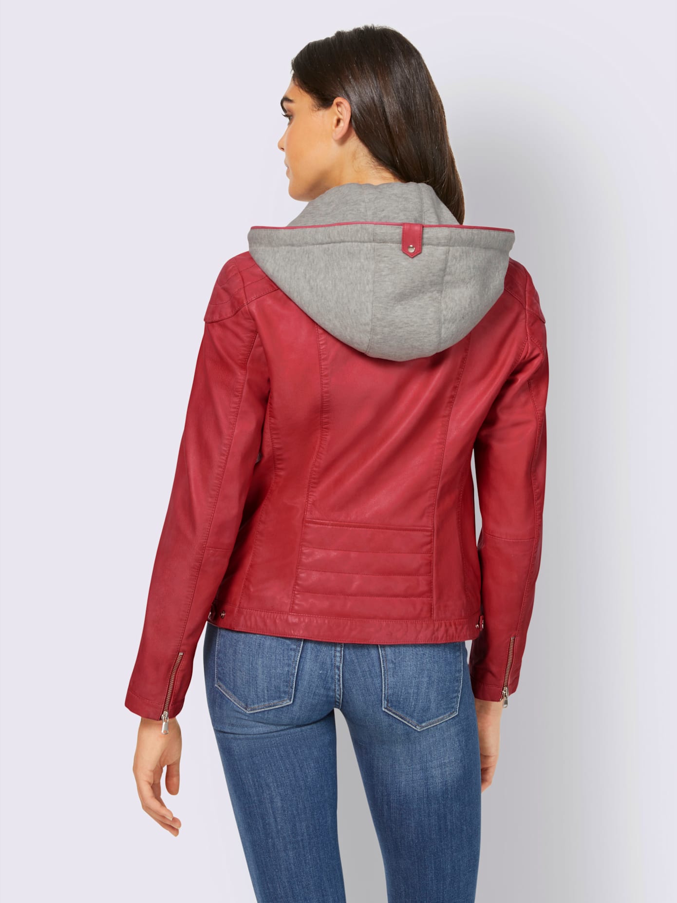 Veste en cuir capuche amovible