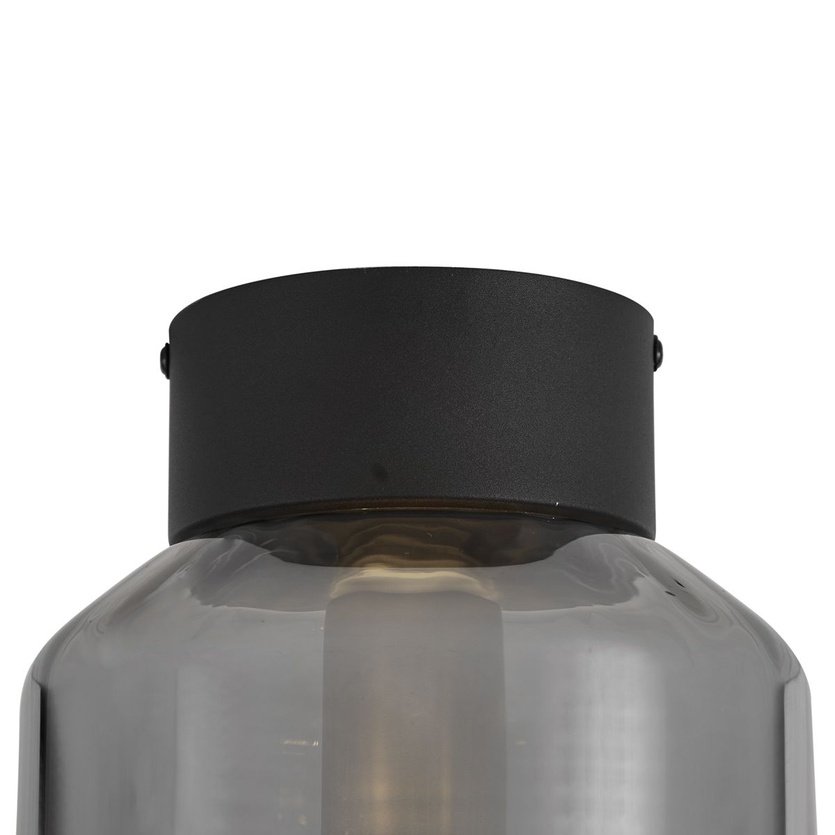 Moderne plafondlamp zwart met smoke glas - Stiklo