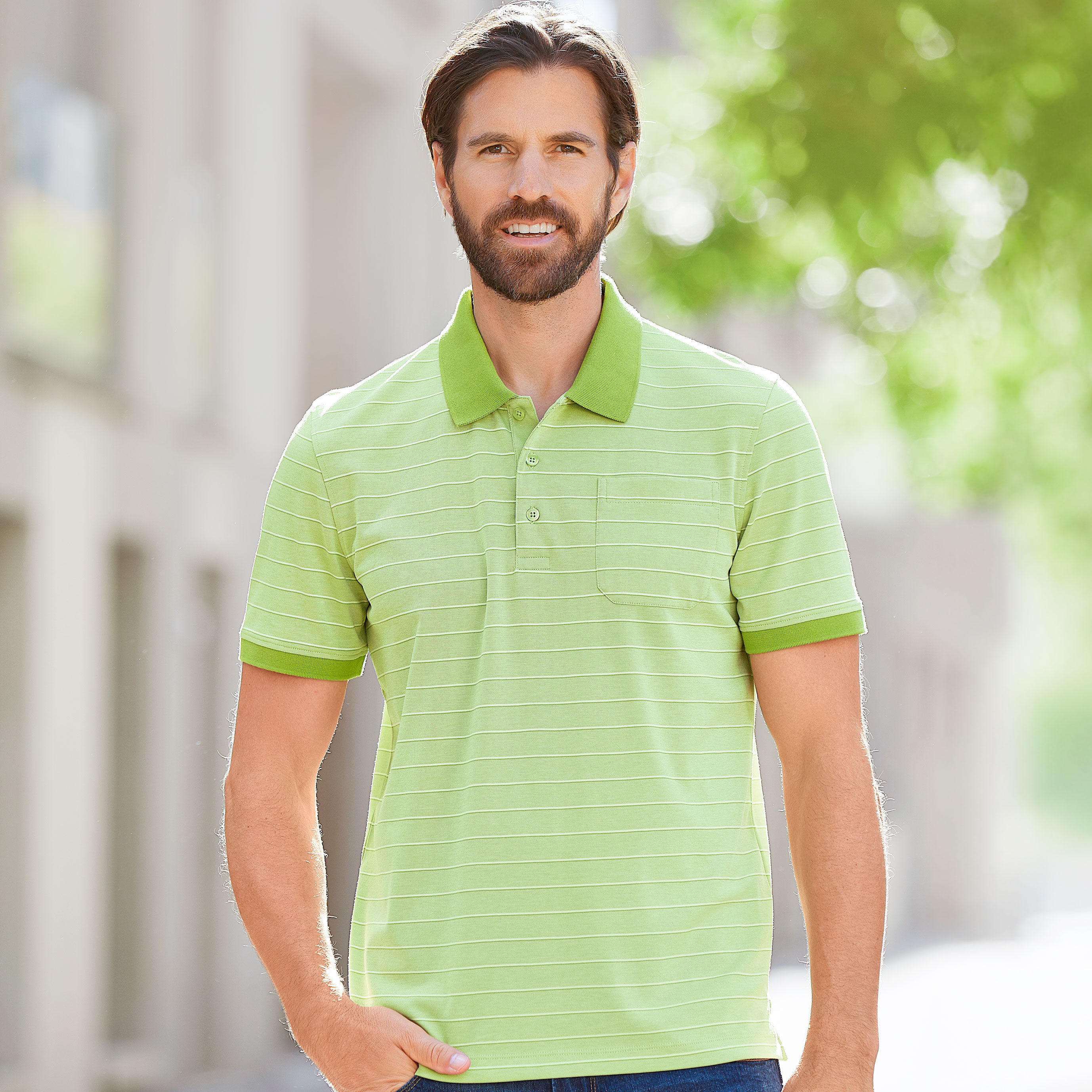 Kurzarm Poloshirt gestreift für Herren