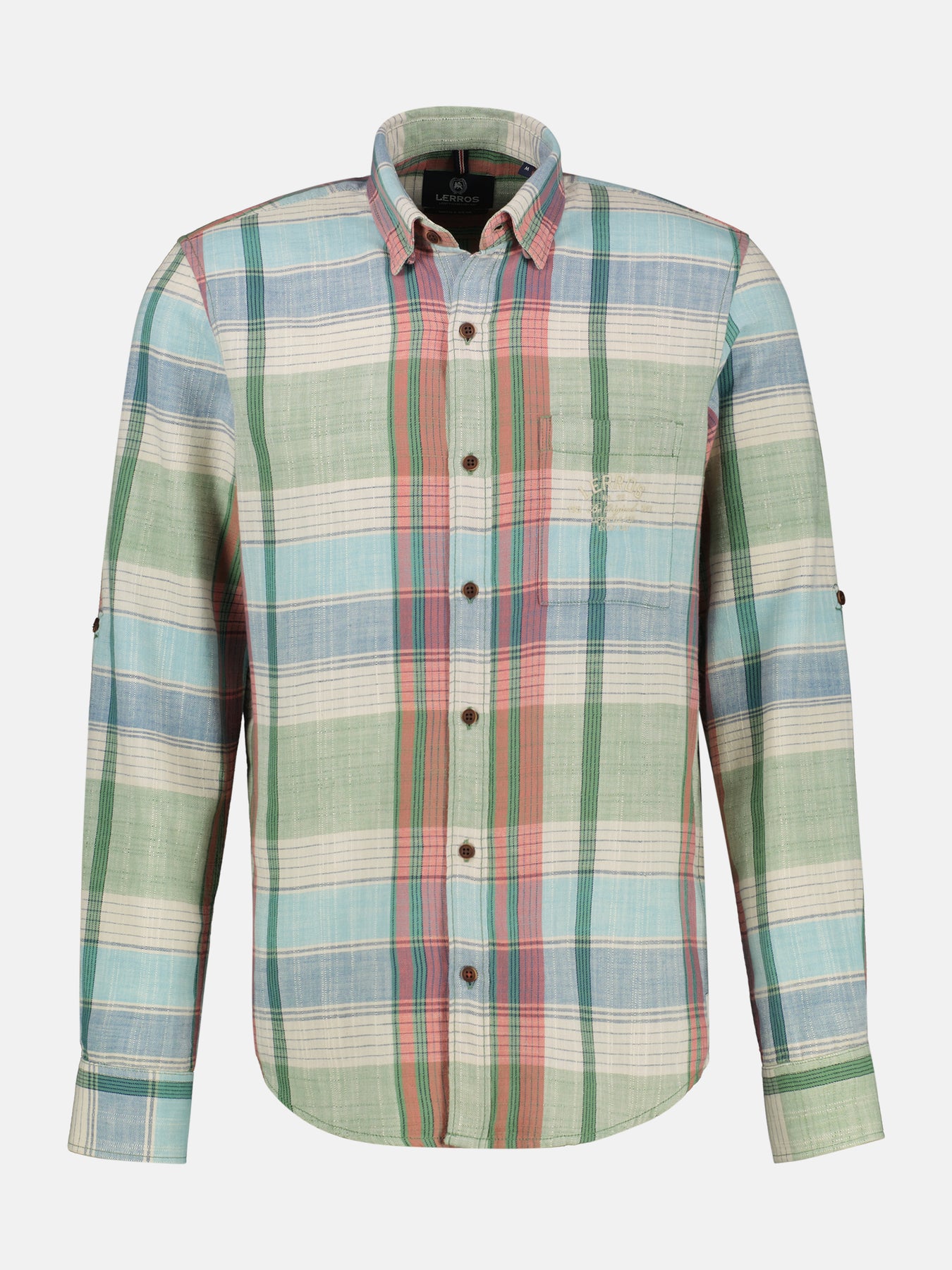 Kariertes Herrenhemd von 3XL bis 6XL mit verdecktem Button-down-Kragen