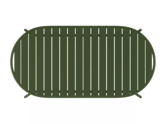 Salle à manger de jardin en métal : une table ovale L.180 cm et 4 chaises - Kaki - MONTEFARO de MYLIA