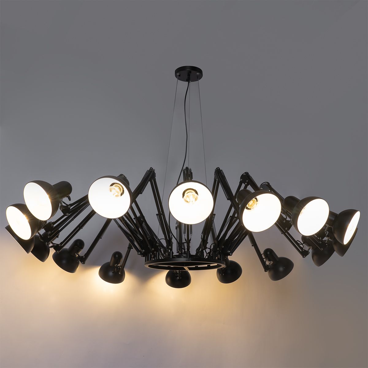 Smart hanglamp zwart 16-lichts verstelbaar incl. 16 Wifi A60 - Hobby Spinne