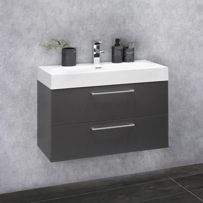 Differnz - Somero Badmeubelset - Antraciet - Kunststeen - 80cm