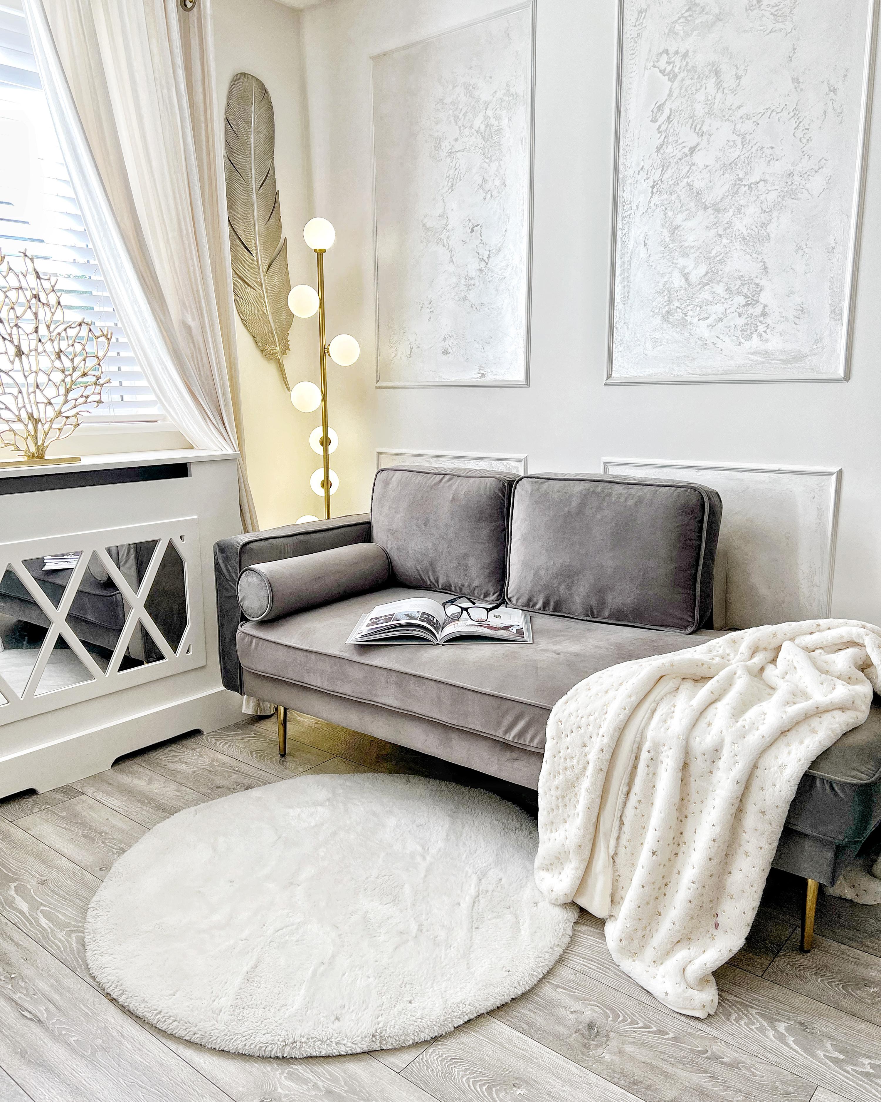 Linkszijdige chaise longue MIRAMAS Fluweel Taupe