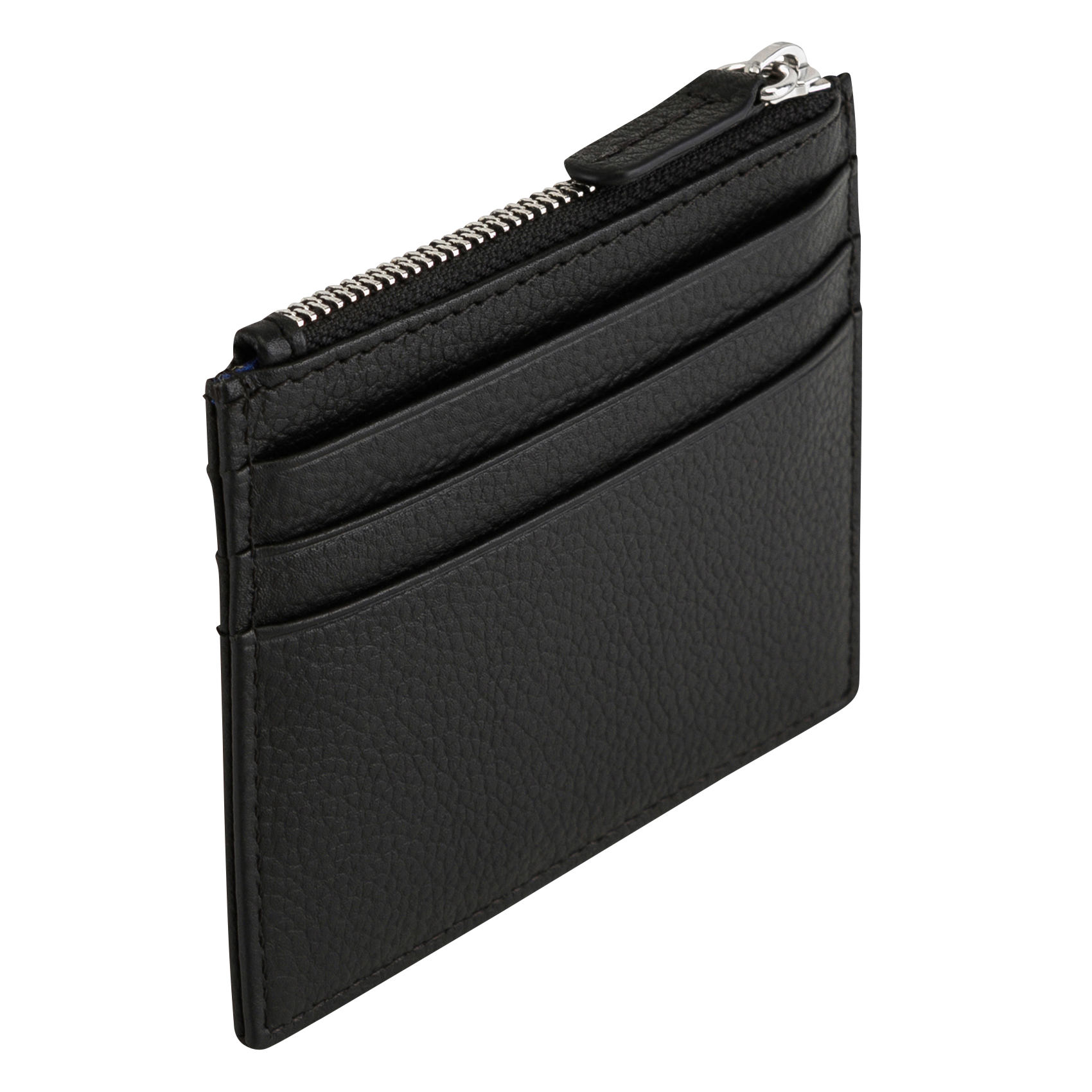 CHARLES - Porte cartes zippé en cuir grainé | Noir