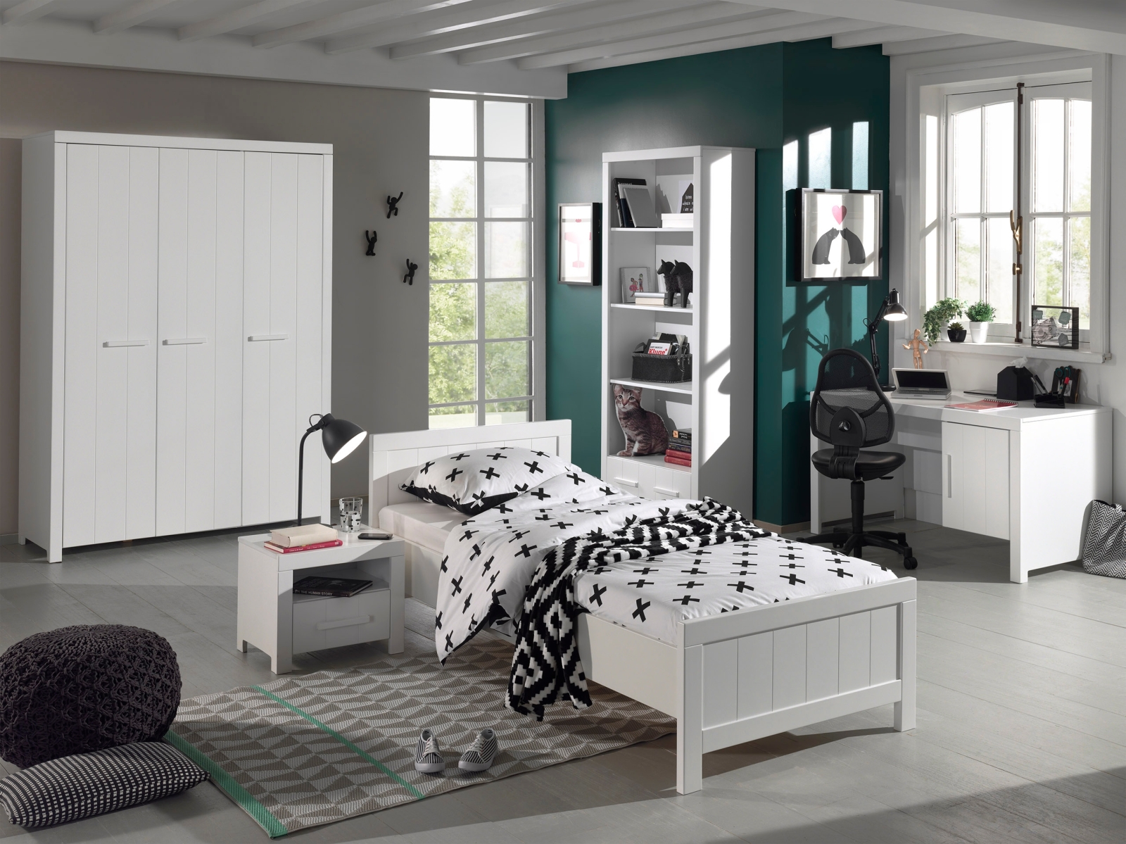 Kleiderschrank ERIK - weiß - 3-türig
