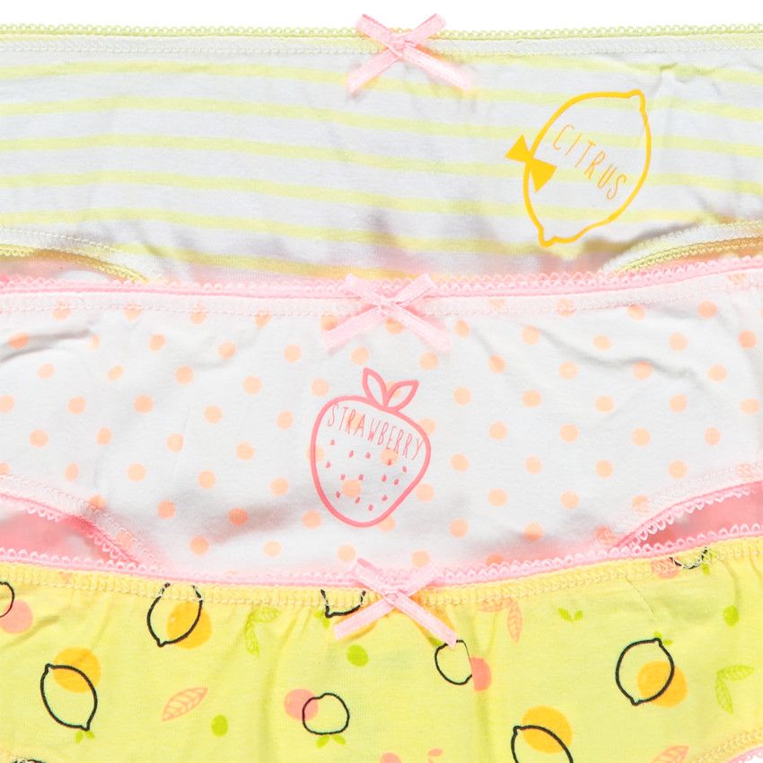 Lot de 3 culottes en coton à fruits imprimés - Jaune