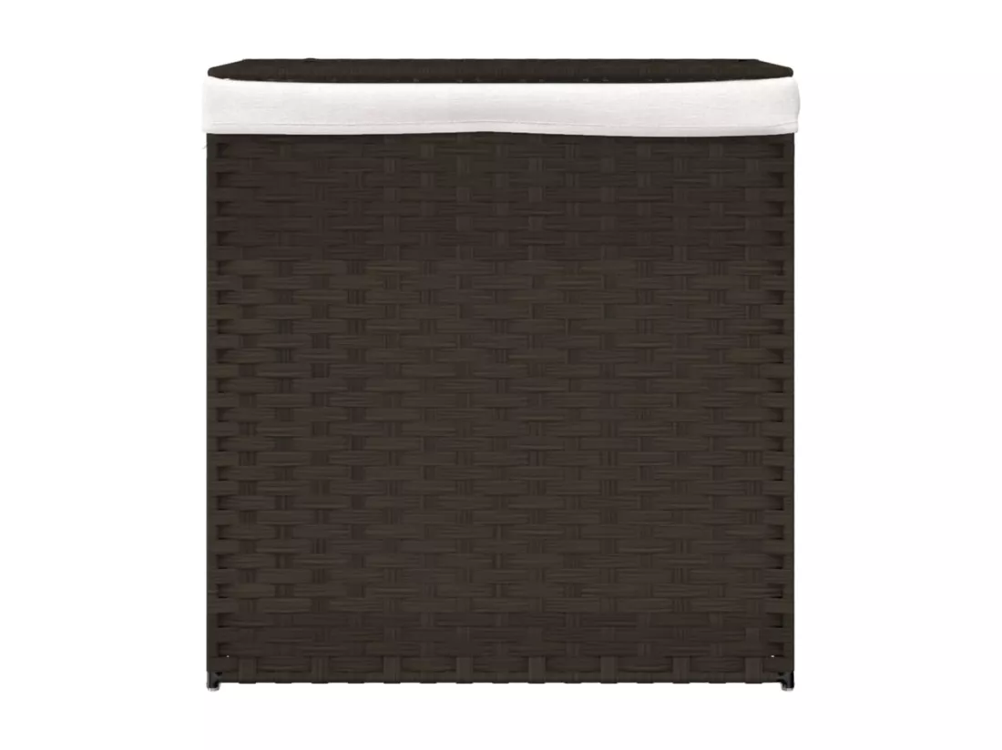 Panier à linge avec 2 sections marron foncé 53x35x57