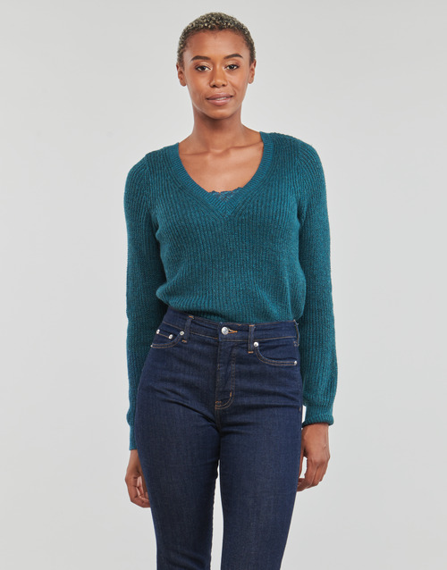 Vila - VIDEBRA REV L/S V-NECK KNIT TOP - Bleu