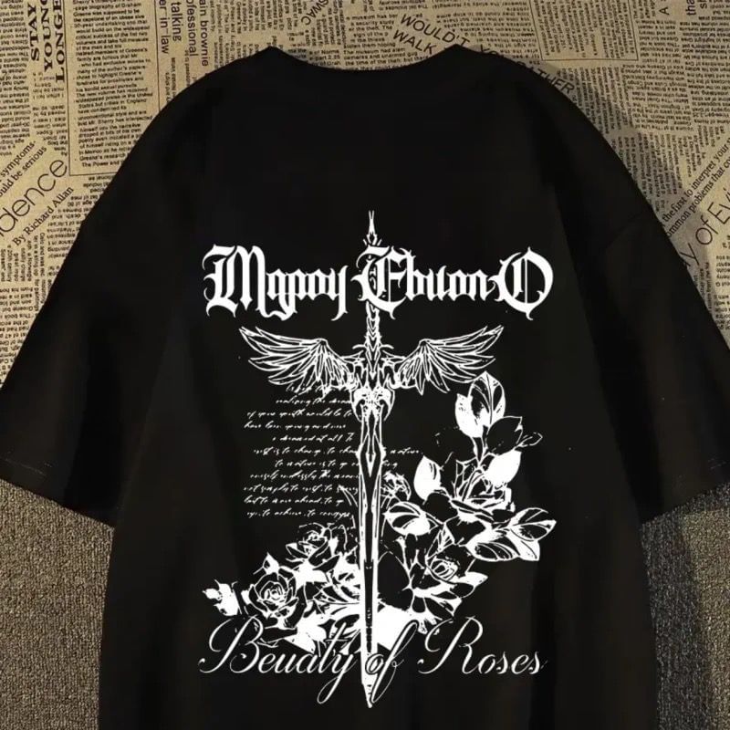 Bay Go Mall - T-shirt met korte mouwen, ronde hals en kruislings print
