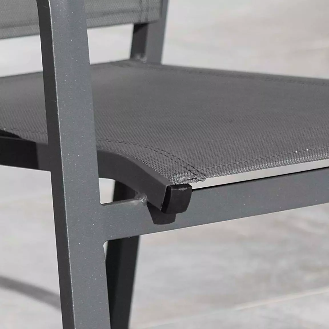 Fauteuil de jardin dossier haut aluminium empilable Murano Gris anthracite