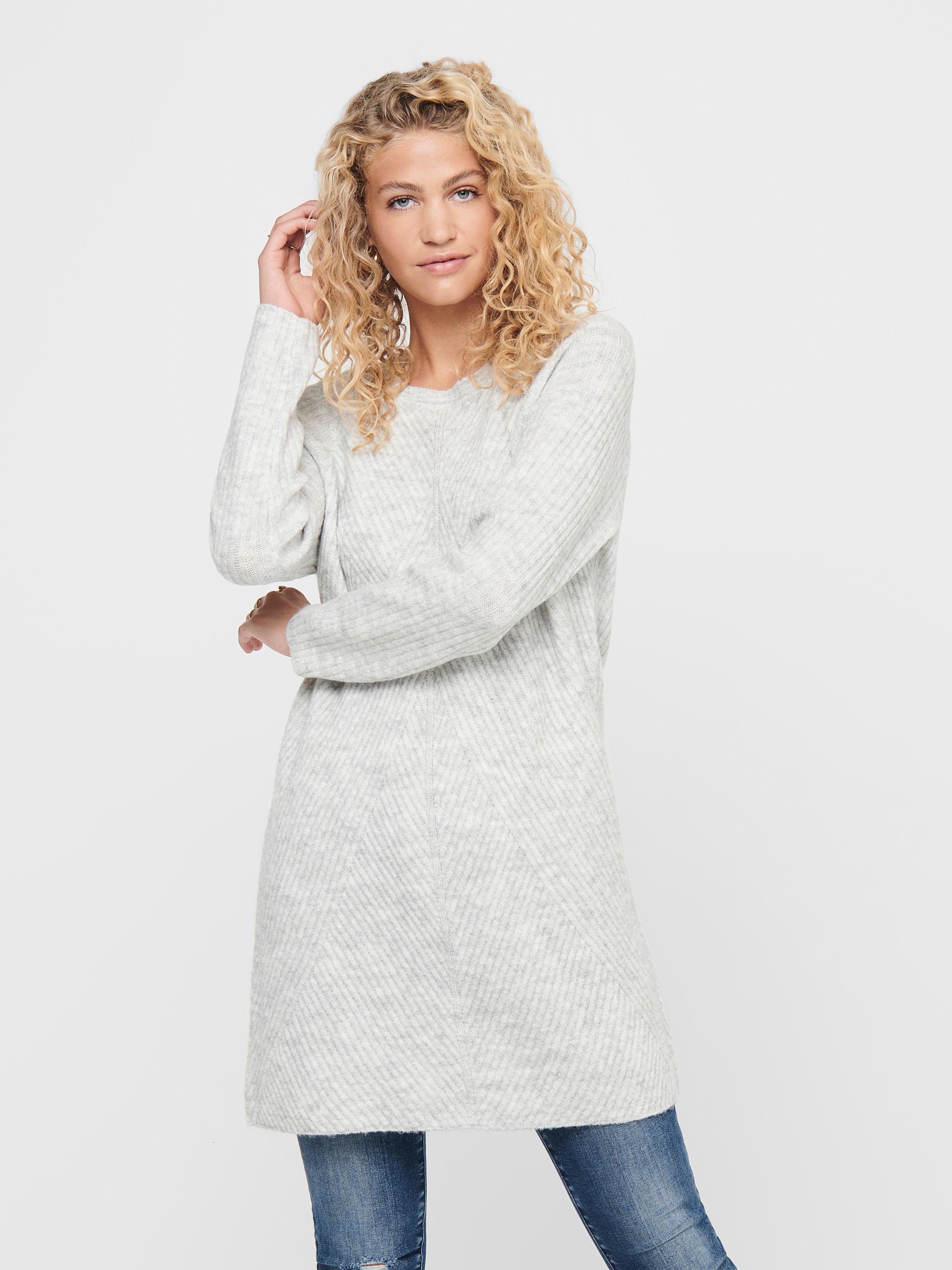 ONLCAROL Langes Kleid Light Grey Melange