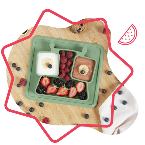 Assiette à compartiments anti-dérapante Verte - BADABULLE