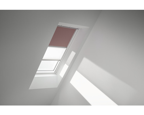 VELUX Advantage Set: Verduisterend rolgordijn, massief palissander, en plisségordijn, wit, handmatig, aluminium frame DFD C02 4578S
