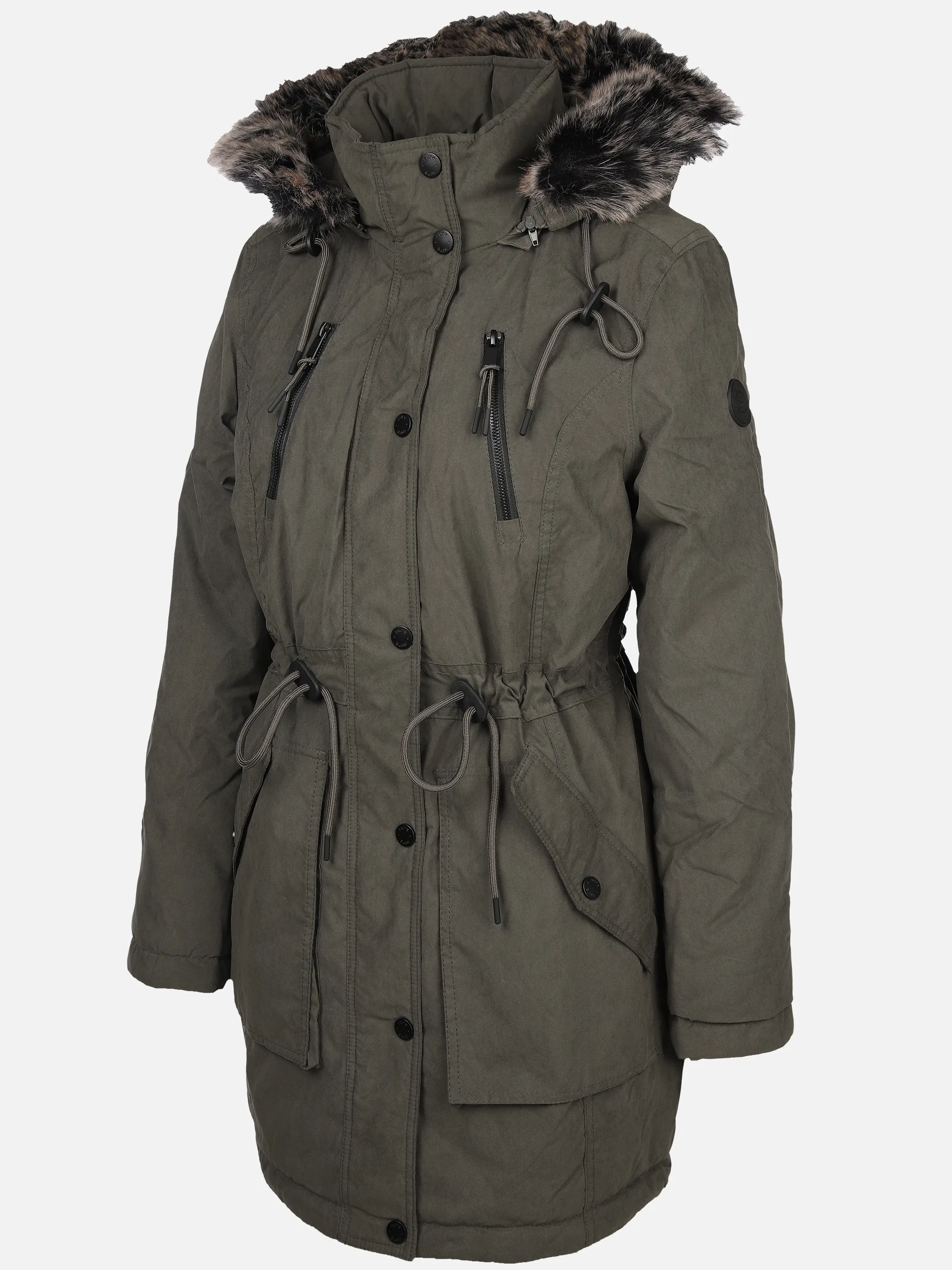 Damen Parka mit Kunstfellbesatz
