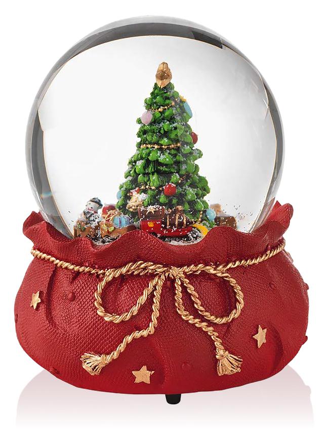 BRANDANI Schneeball-Spieluhr mit Tannenbaum-Motiv, 14,5 cm