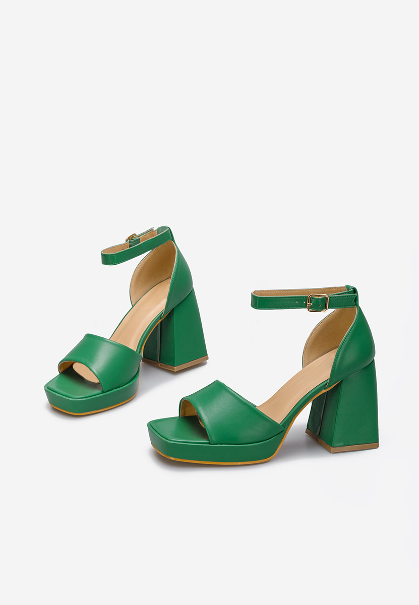 Sandales à talon épais verts Alexaria