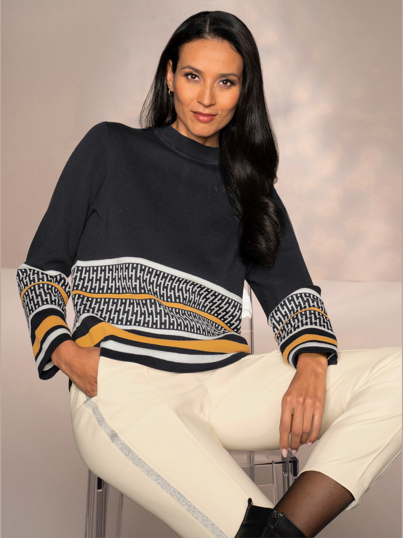 Pull jacquard tricot jacquard élégant