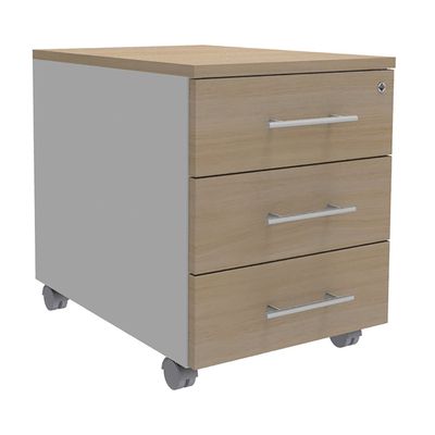 Caisson mobile INEO JET UP Bureau Vallée - L43 x H56 x P60 cm - 3 Tiroirs - façade imitation chêne clair