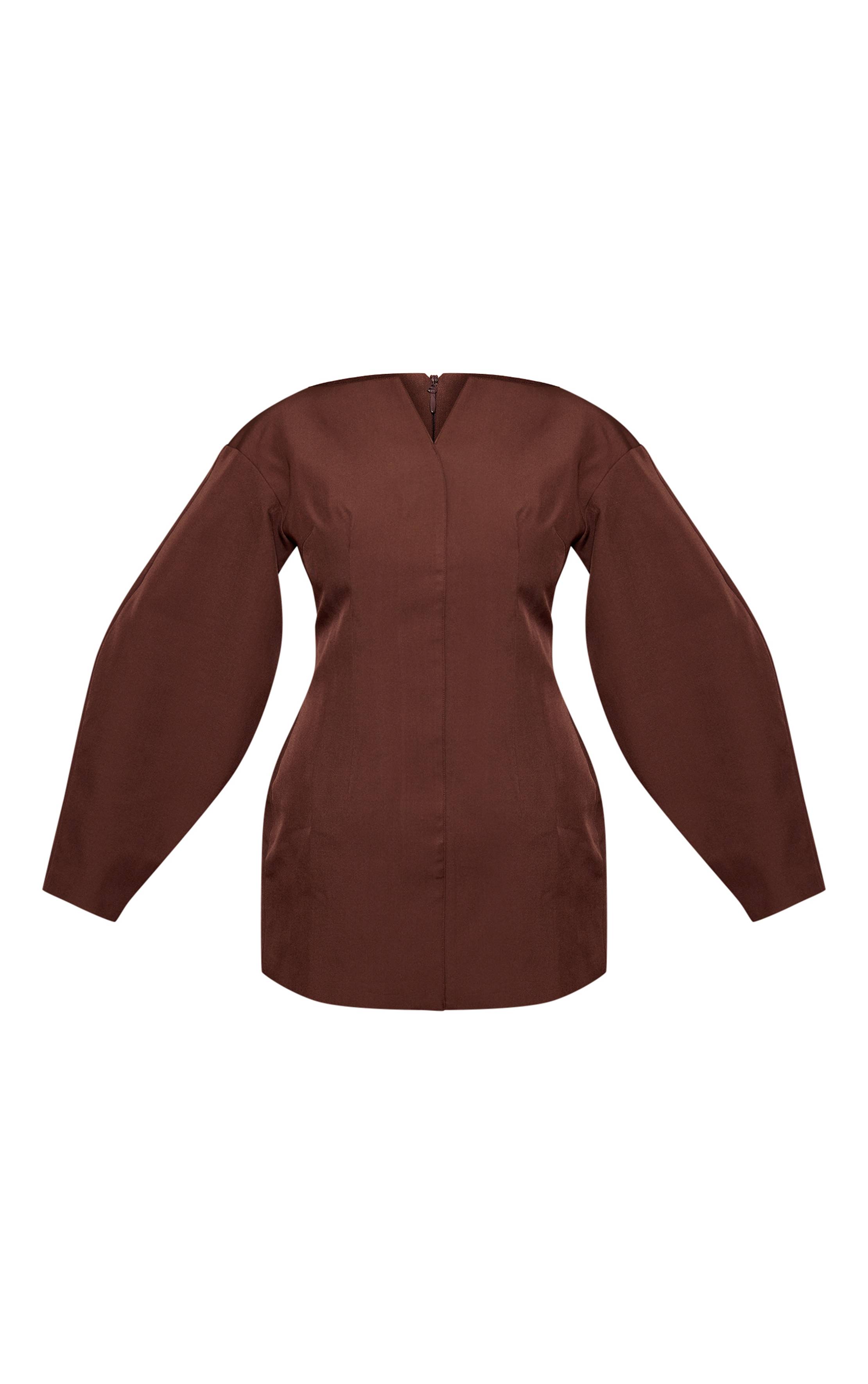 Chocolat Robe Blazer Cintrée À La Taille Avec Manches Cocon