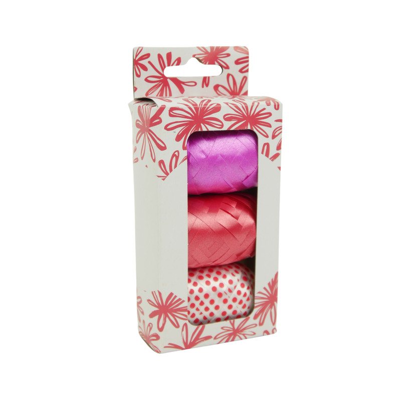 Cadeaulinten mix - rood/roze/wit - set van 3