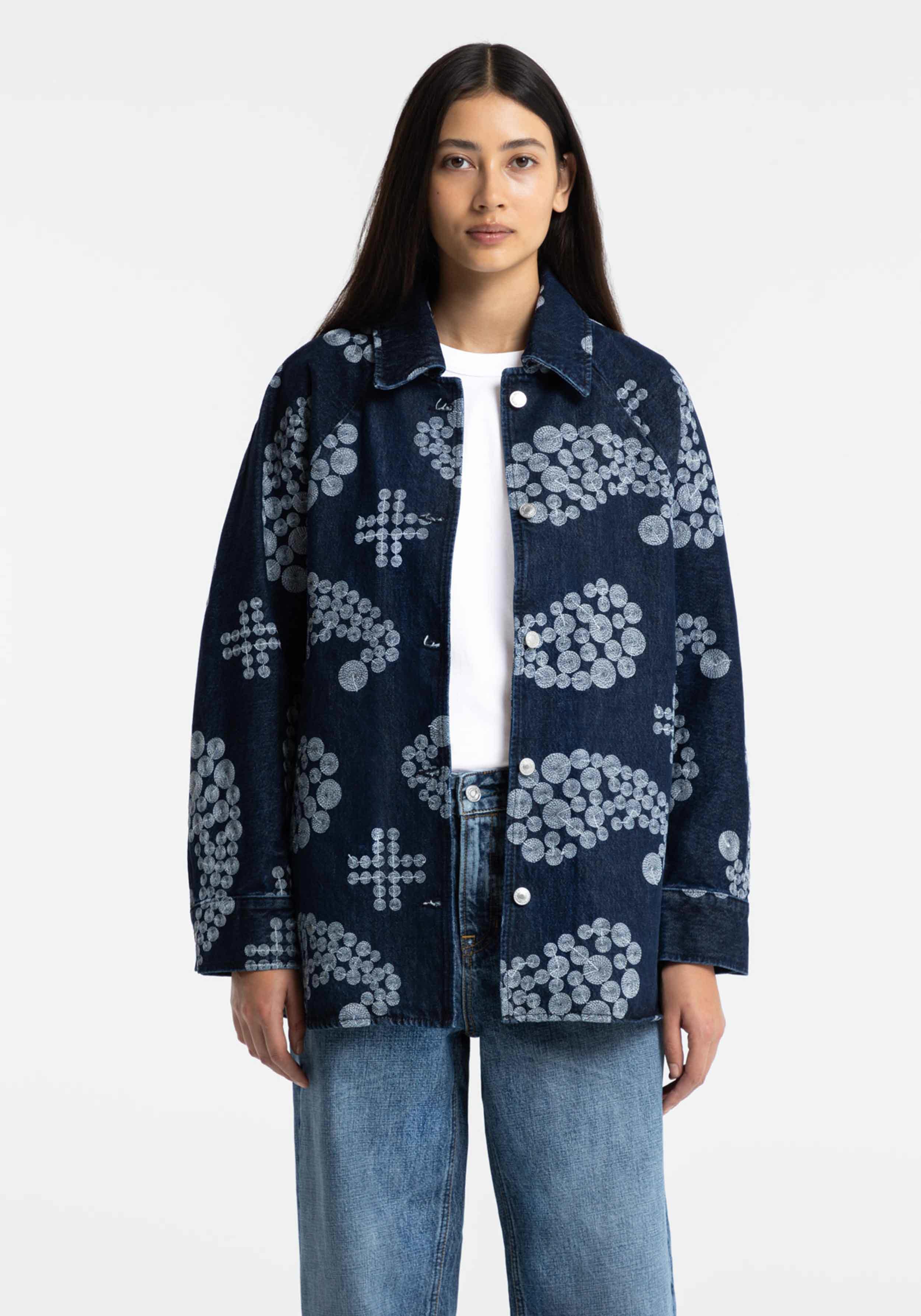 Kings Of Indigo Overshirt Seimei Embroidery Denim