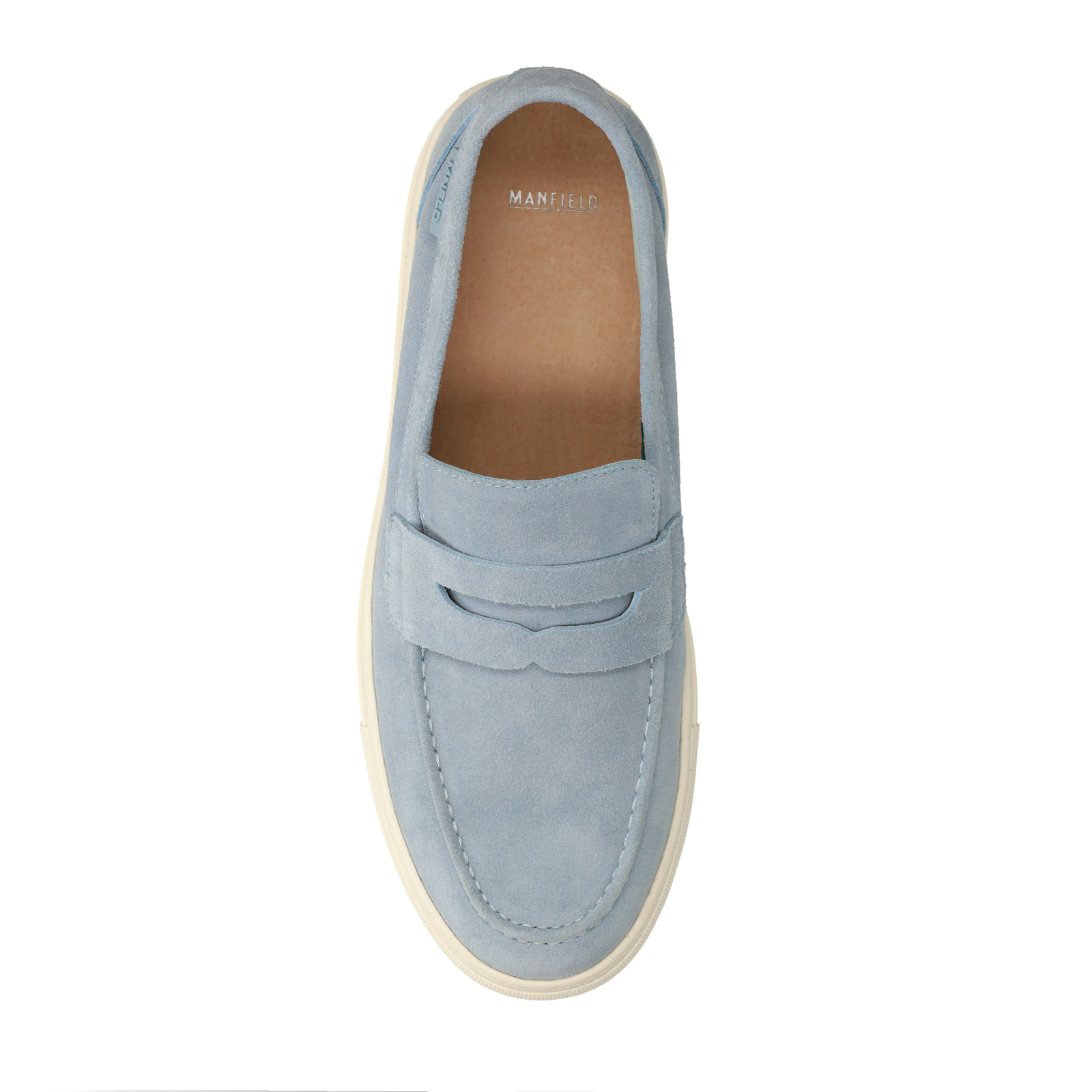 Blauwe suède loafers
