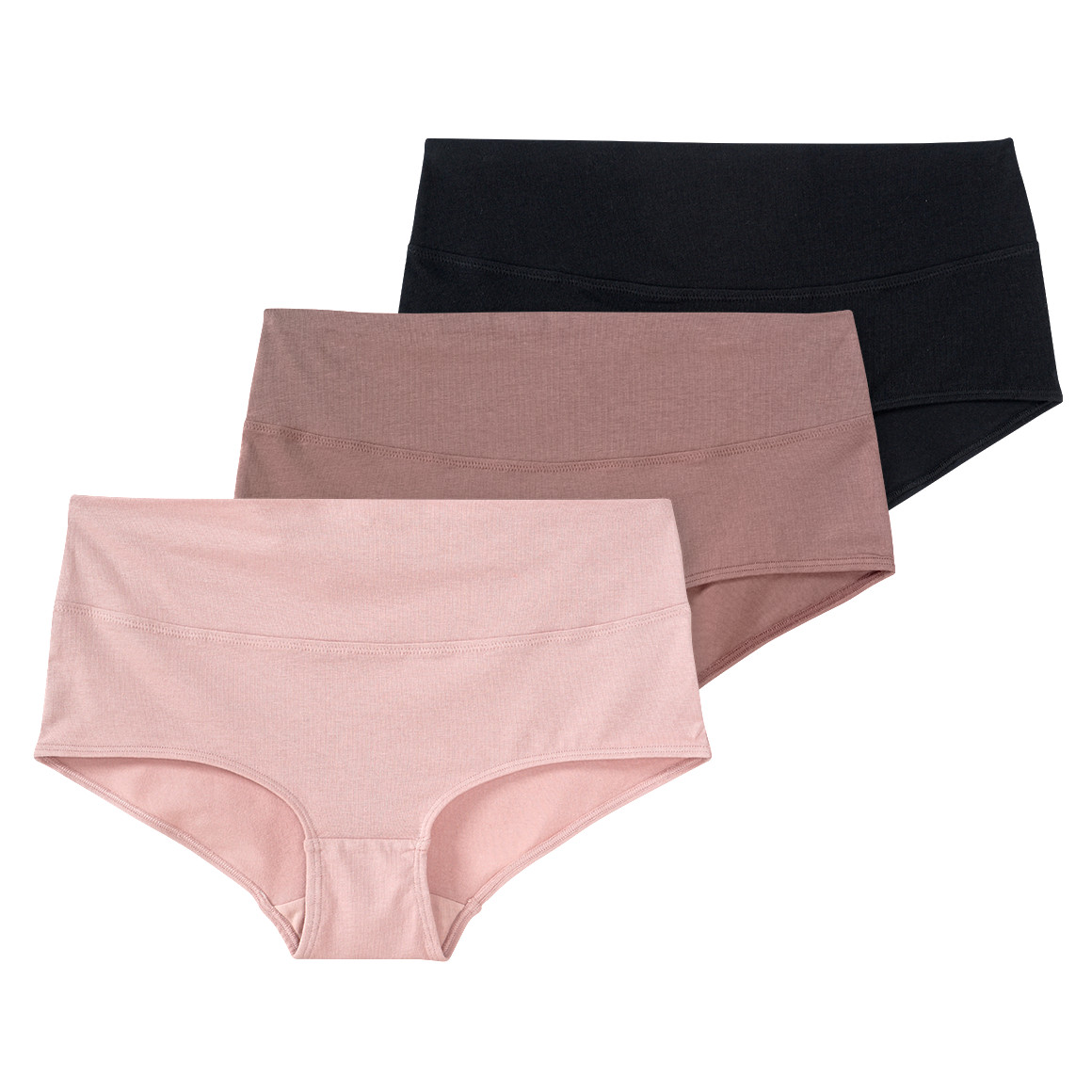 Gina Mama 3 Damen Umstands-Slips aus Bio-Baumwolle rosa / braun / schwarz