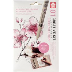 Kit créatif Fleurs de cerisier, 3 stylos + papier