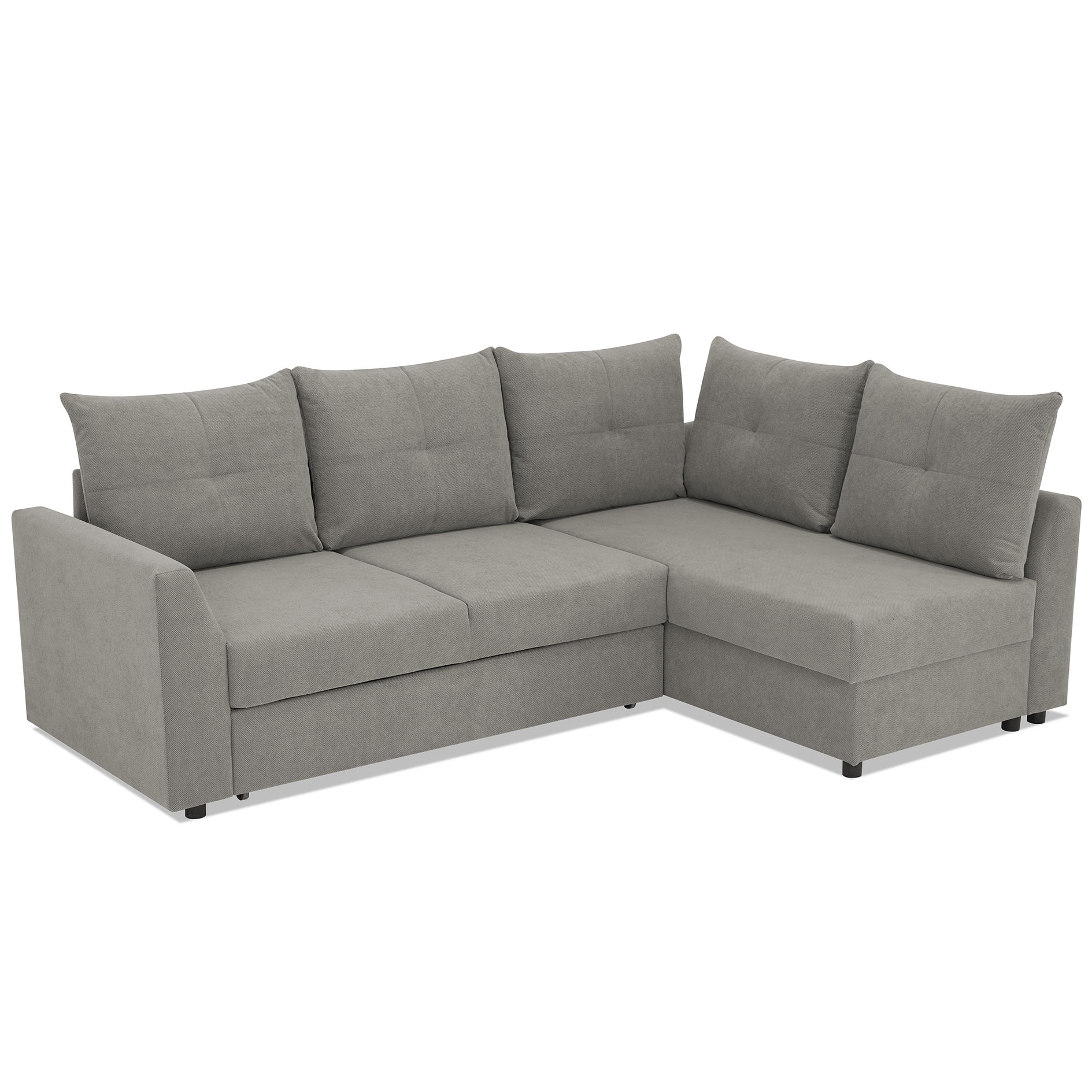 Ecksofa - grau - Liegefunktion - Staukasten - Ottomane rechts