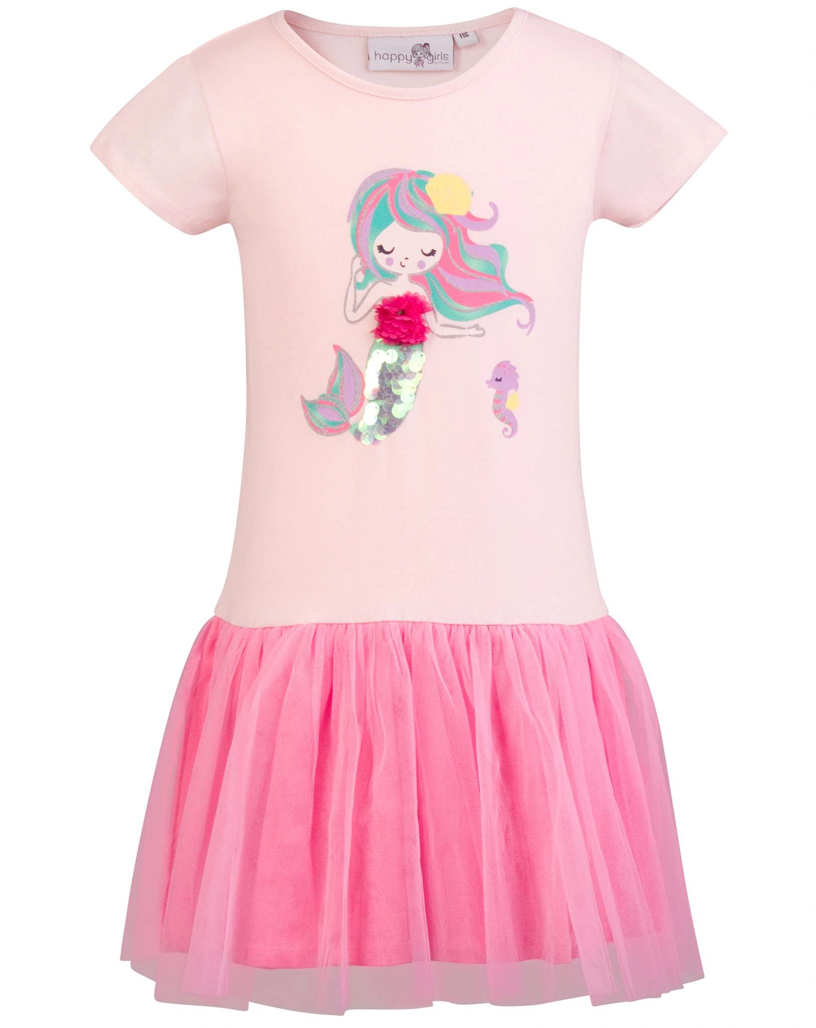 Kurzarmkleid MEERJUNGFRAU mit Pailletten in pink