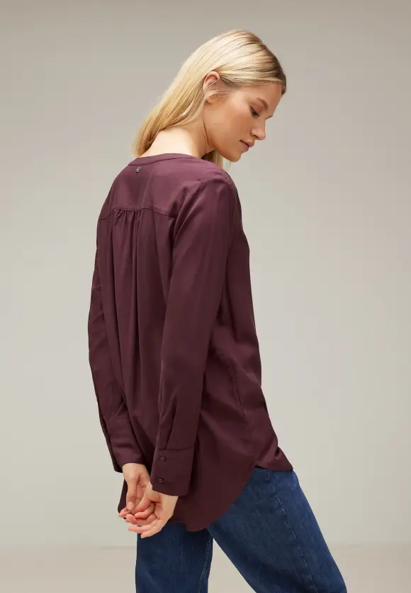 Longbluse in Unifarbe - purple brown
