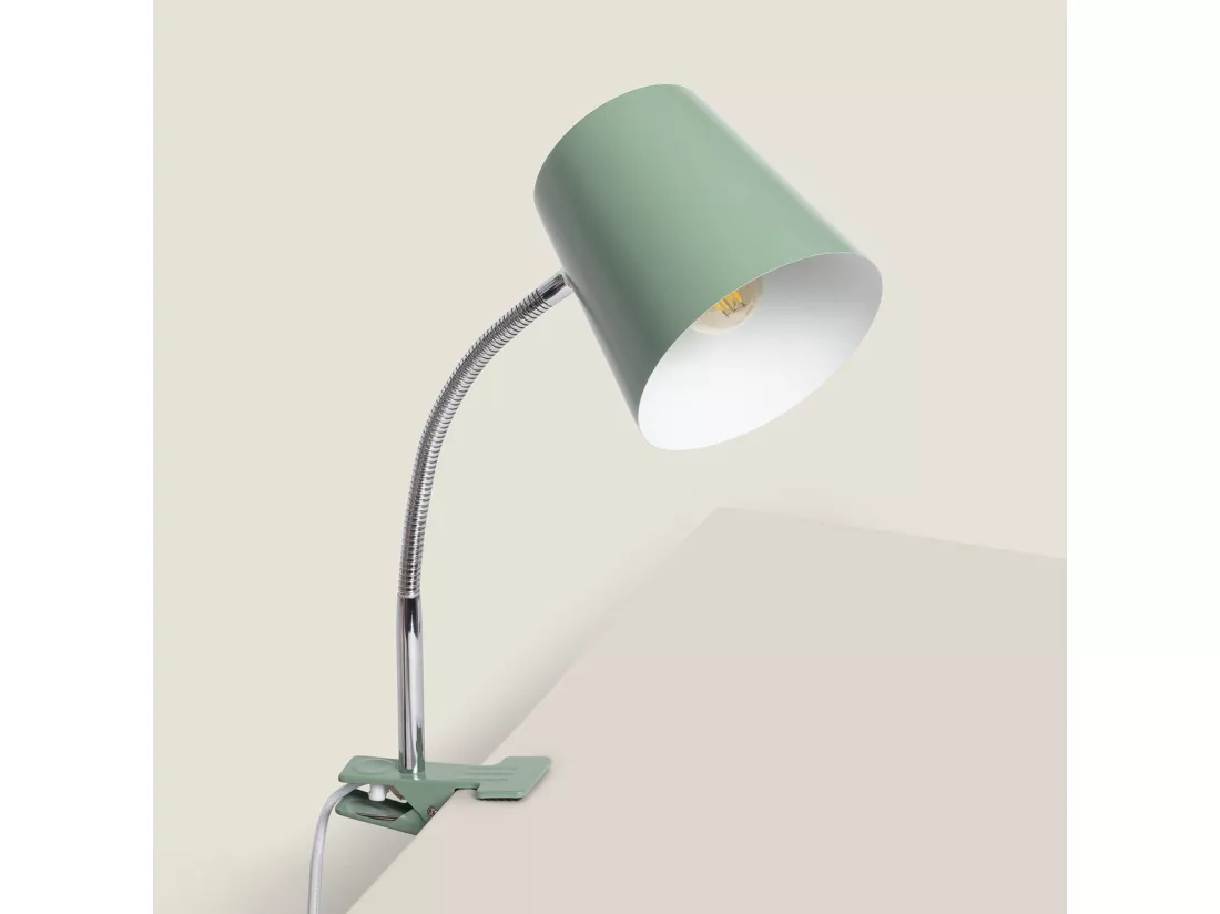 Lampe de Bureau Flex Métal Delavan avec Pince Vert Céladon