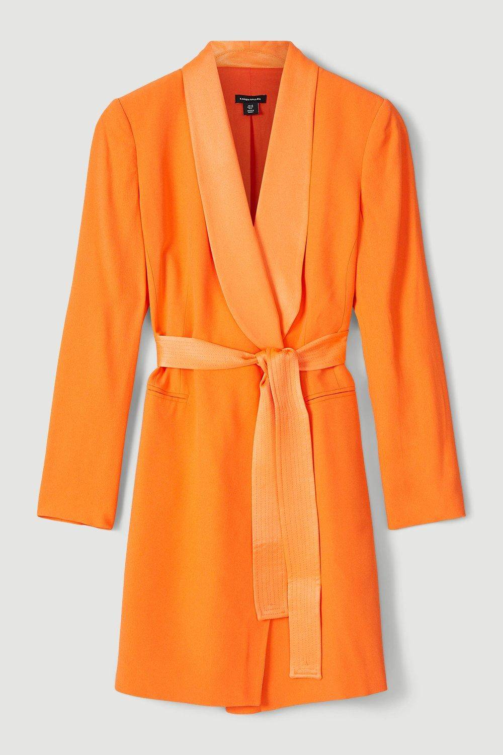 KarenMillen Robe Mini Smoking Ajustée à Effet Portefeuille