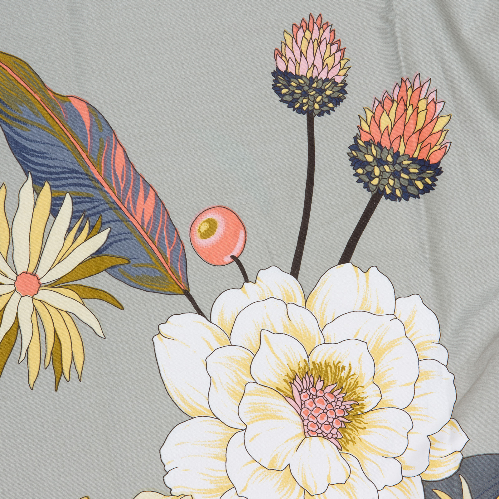 Bettwäsche grau-gelb mit Blumen