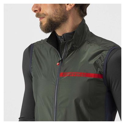 Gilet Coupe Vent Sans Manches Castelli Squadra Stretch Vert Kaki