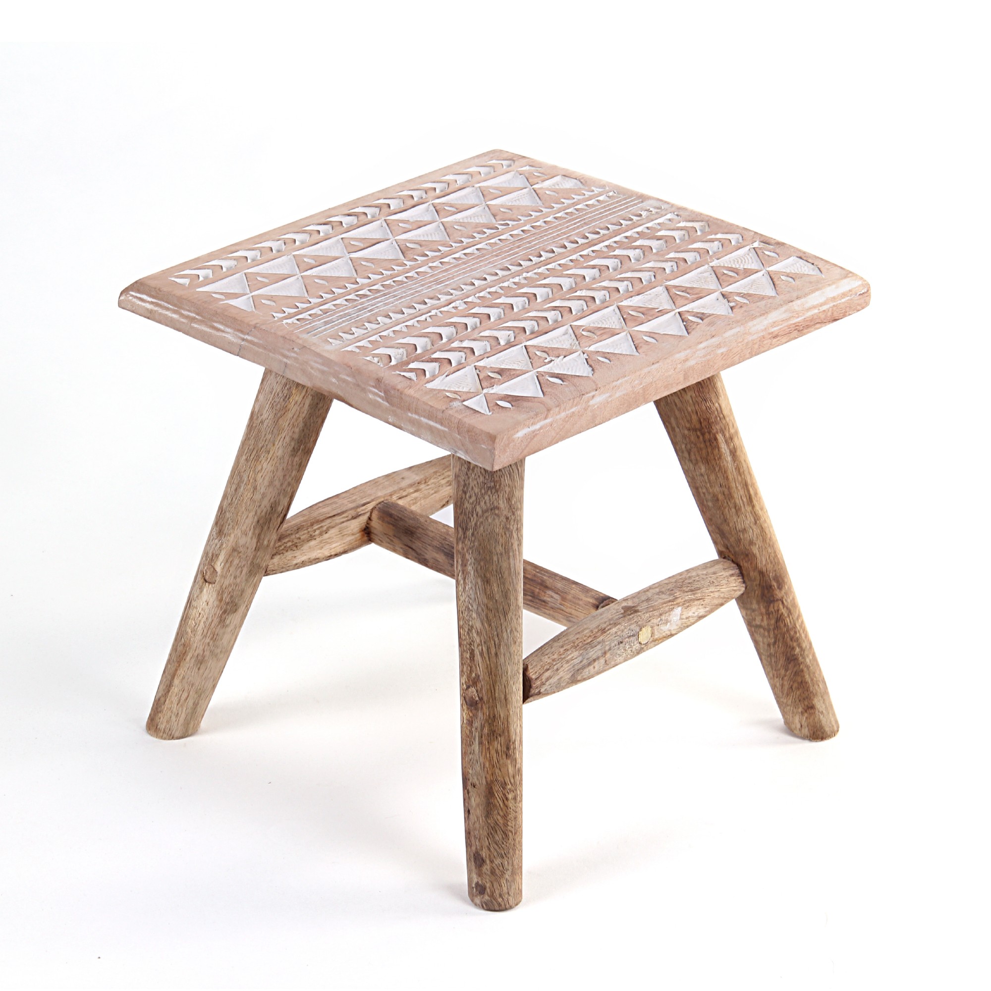 Hocker 'Graphic' Mangoholz, natur, T 25 cm, B 25 cm, H 25 cm von fischer's lagerhaus