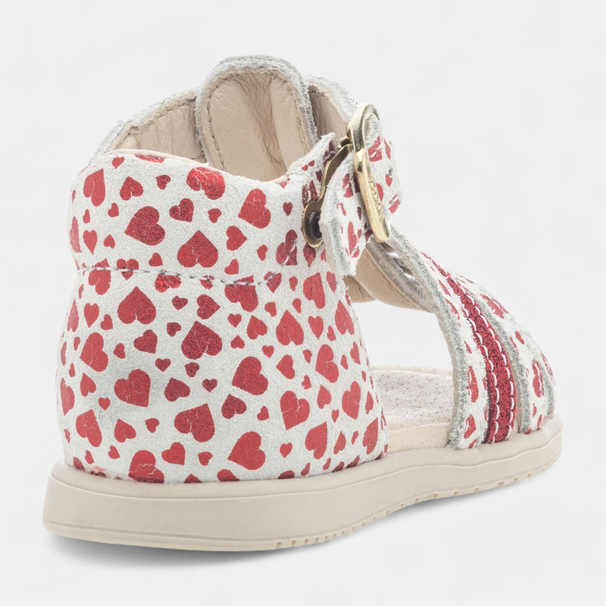 Nu-pieds Bébé fille en cuir rouge