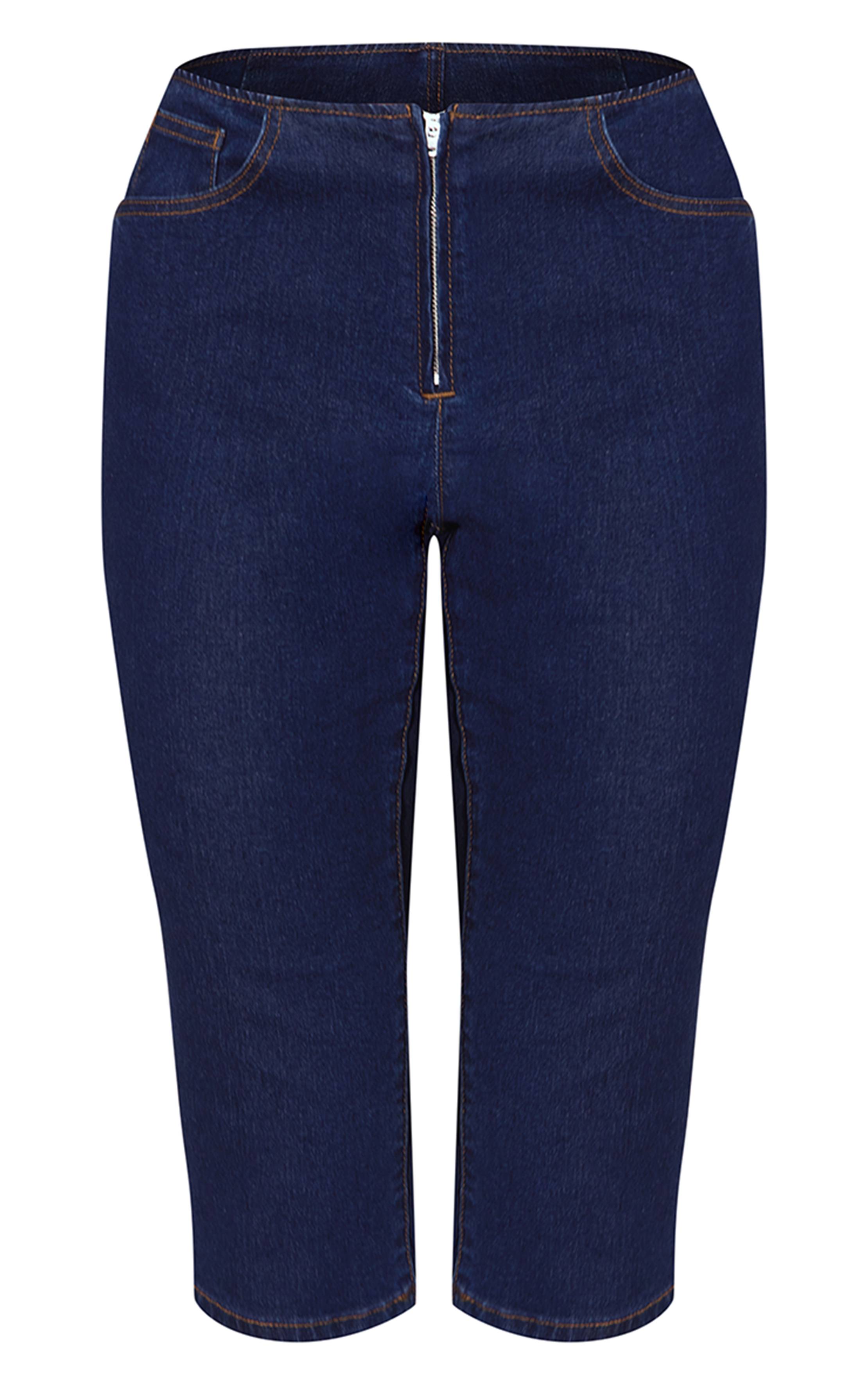 Bleu Indigo Capri En Denim Taille Basse